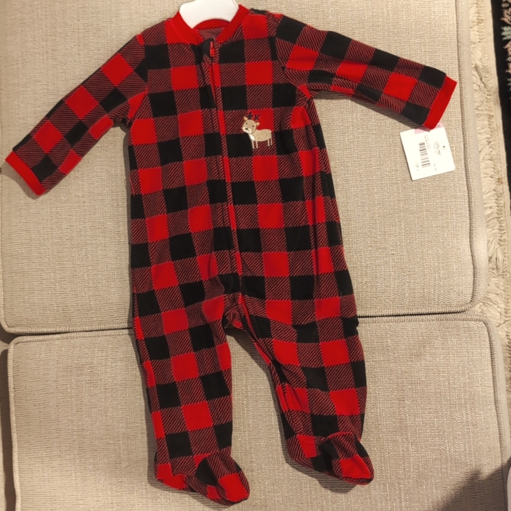 Little Me super soft Buffalo black/red check Blanket Sleeper 9 months